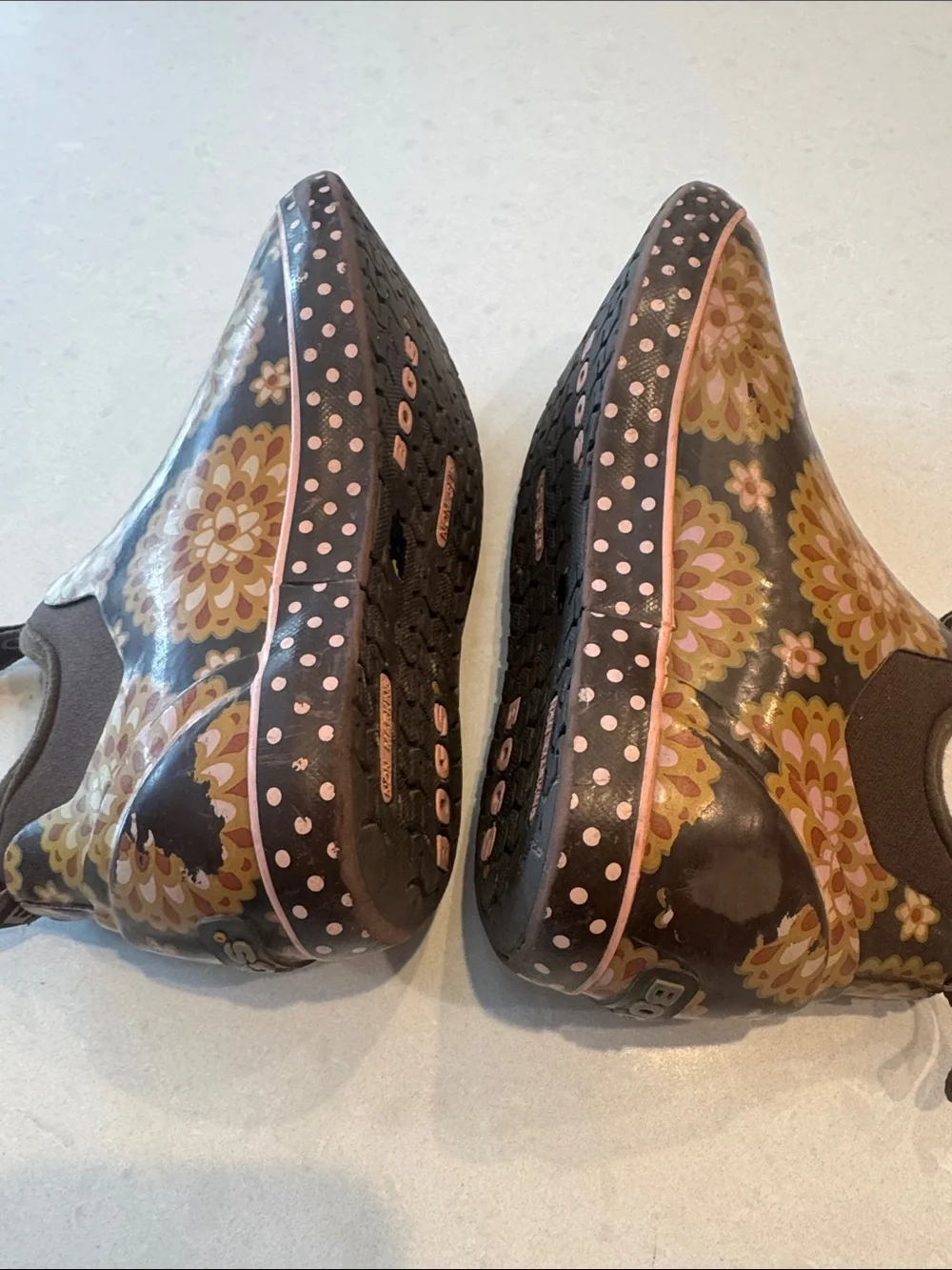Bogs  Mattie dahlia Kids Brown & Yellow Floral Slip-On Rain Boots